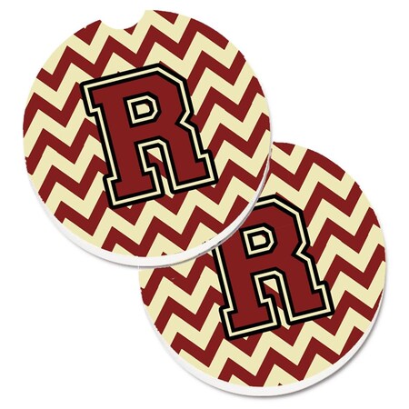 Carolines Treasures Letter R Chevron Maroon and Gold  Cup Holder Car Coaster, PK2 CJ1061-RCARC